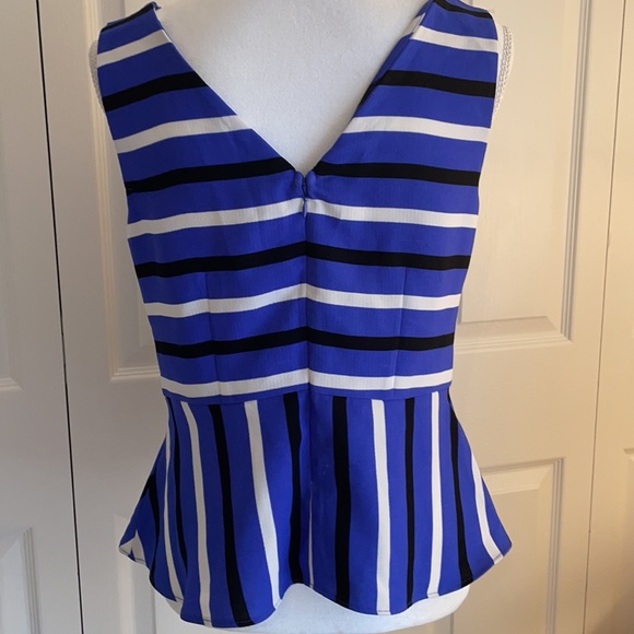 Worthington Petites PM V-Neck Stripped Peplum Top - Picture 3 of 10